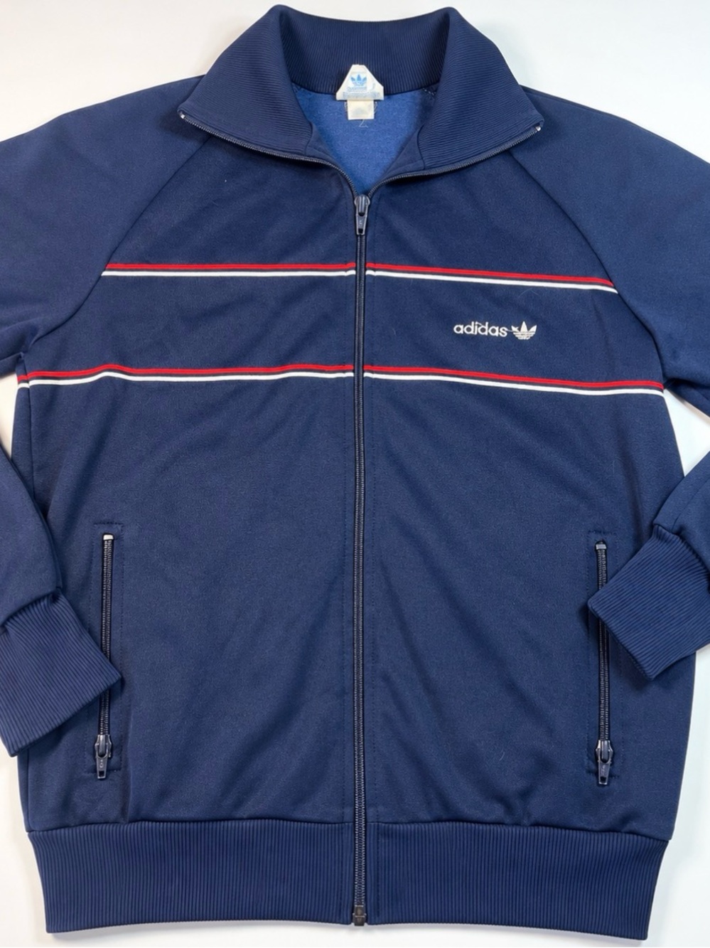 Vintage 80s Adidas Trefoil Track Jacket Men’s S Navy Red White